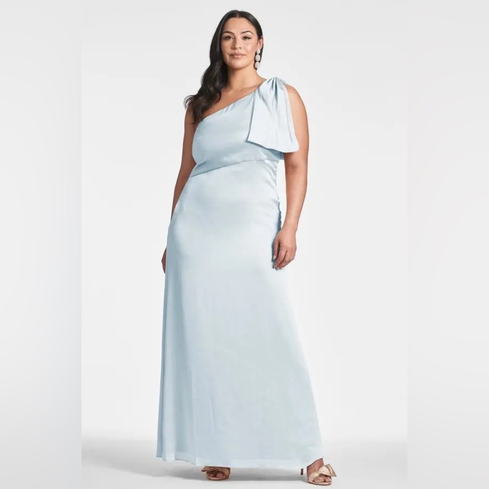Sachin & Babi Chelsea Gown in Ice Blue, One-Shoulder Dress Size 14 New $285